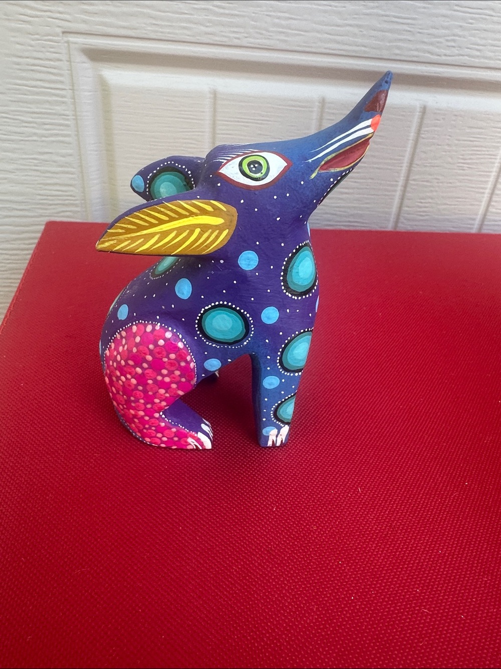 Mini Wolf Alebrije Handcarve Wood Decoration Figure missing tail